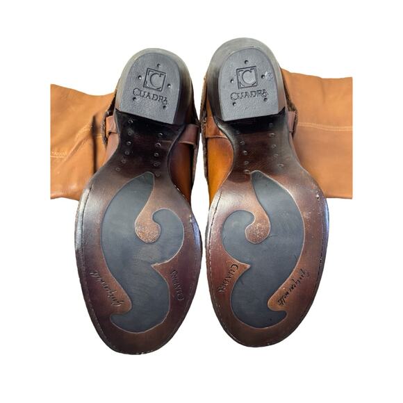 CUADRA Cowgirl Mexican Western Leather Cowhide Boots CU202 Honey Stud Harness 7 - Picture 8 of 11